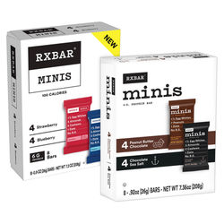 RXBAR MINIS Variety Protein Bars, Choc Sea Salt PB Choc & Strawberry Blueberry, 0.9 Oz, 8 Bars Per Box, Pack Of 2 Boxes