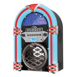 Victor Broadway Vdtj-1550 Desktop Jukebox With Fm Radio, Cd Player And Bluetooth, 15.8"h X 6.6"w X 11"d