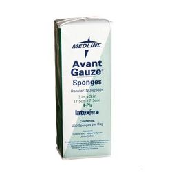Medline Standard Non-Sterile Non-Woven Gauze Sponges, 4 Ply, 3" X 3", White, 200 Sponges Per Pack, Case Of 20 Packs
