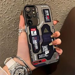 TEMU Mecha-themed Patterned Phone Case Compatible With Galaxy S25 S24 S23 S22 S21 S20 Fe 4g 5g, Featuring A Matte Anti-scratch Back Cover.