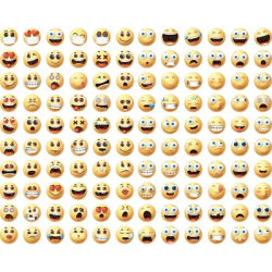 1200 Pcs of 120 Assorted Cartoon Round Happy Face Expression Stickers, 0.5 Inch Diameter, Paper, Self-Adhesive, Reusable.