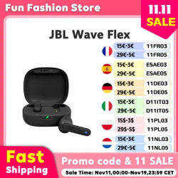 JBL-Écouteurs Bluetooth sans fil Wave Flex TWS, son des basses profondes, longue durée de vie de la batterie, écouteurs JBL