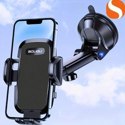 TEMU Soligu Car Phone Holder, Universal Upgraded Adjustable Horizontally And Cell Phone Car Mount Cradle, Compatible With All Phones
