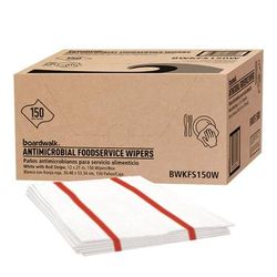 Boardwalk Antimicrobial Foodservice Wipers, 1-Ply, 12 x 21, Red/White, 150/Carton (BWKFS150W)