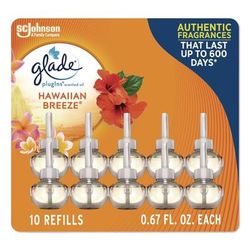 Glade Plugin Scented Oil Refill, Hawaiian Breeze, 0.67 oz, 10/Pack (SJN353728)