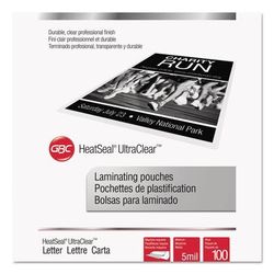 GBC® 3200654 UltraClear Thermal Laminating Pouches, 5 mil, 9" x 11.5", Gloss Clear, 100/Box