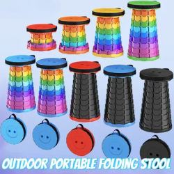 Folding Stool Outdoor Portable Chair Retractable Adjustable Bench Camping Fishing Multi-scene Applicable Outdoor Chair