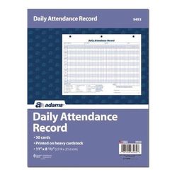 Adams Attendance Records, One Part (No Copies), 11 x 8.5, 50 Forms Total (ABF9493)
