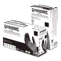 GloveWorks by AMMEX Nitrile Exam Gloves, Small, Black, 100/Box (AXCGWBEN42100BX)
