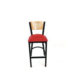 JMC Furniture Jones River Series Barstool, Supports Up to 300 lb, 28.5" Seat Height, Red Seat, Natural Back, Black Base (JMCJRBBVREDD)