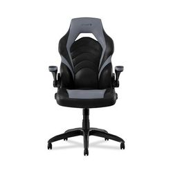 Emerge Vortex Bonded Leather Gaming Chair, Supports Up to 301 lbs, 17.9" to 21.6" Seat Height, Gray/Black Back, Black Base (EEM58224CC)