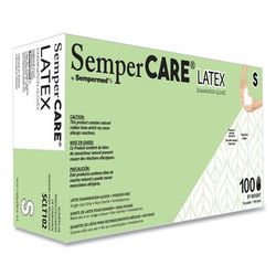 SemperCare Latex Examination Gloves, Cream, Small, 100/Box (SEZSCLT102BX)