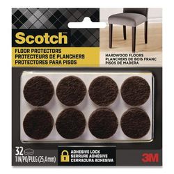 ScotchTM Felt Pad Protectors, 1" Diameter, Brown, 32/Pack (MMMSP822NA)