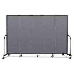 Screenflex Portable Room Divider, 9 ft 5" x 0.75" x 6 ft, Vinyl/Fiberglass/Steel, Gray (SCXCFSL605DG)