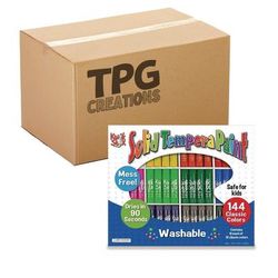 TPG Creations Kwik Stix Tempera Paint Set, 12 Assorted Classic Colors, 144/Pack, 2 Packs/Carton (TPG64402)