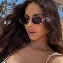 Metal square small frame sunglasses men's UV driving sunglasses women's daily street casual wear travel sunscreen sun glasses