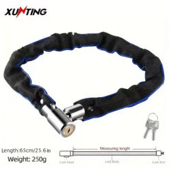 Xunting Bike Chain Lock with Lighter Weight and Stronger Security, Anti-Theft Bicycle Lock for Road Mountain Bikes