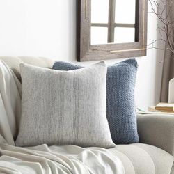 Portumna 22" Square Cottage Pillow Moroccan Plush Cotton Brown/Light Beige/Light Gray/Off White/Dark Red Lumbar Pillow - Boutique Rugs
