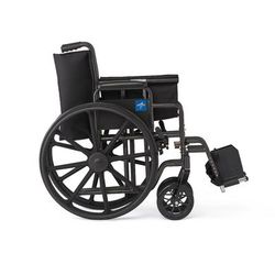 Medline 18" Wide K1 Basic Nylon Wheelchair with Swing-Back Desk-Length Arms and Swing-Away Footrests, 1 EA (K1186N22S)