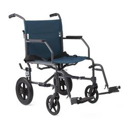 Medline Basic Steel Transport Chair, Gray Frame/Teal Upholstery, 1 EA (MDS808200KDT)