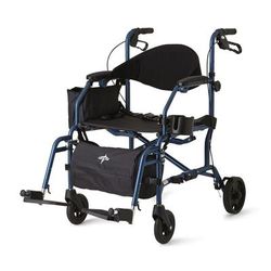 Medline Translator Combination Transport Chair and Rollator, 18" Wide Seat, Blue, 1 EA (MDS808200TR)