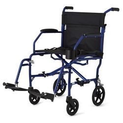 Medline Ultralight Transport Chair, Blue, 1 EA (MDS808200F3B)