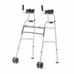 Medline Aluminum Upright Folding Walker with 5" Wheels, Junior, 1 EA (MDSUPWALKJR)