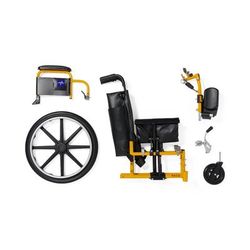 Medline Excel Pediatric Wheelchair with Vinyl Upholstery, Elevating Legrests, Telescoping Handles, and Seat Belt, Yellow, 14"W, 1 EA (MDS806140PD)