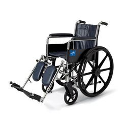 Medline Excel Wheelchair, Permanent Arms, Elevating Leg Rests, Navy, 16", 1 EA (MDS806200N)