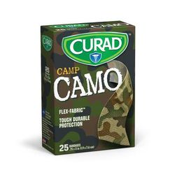 Curad Green Camo Flex-Fabric Adhesive Bandage, 3/4" x 3", 25/Box, 1 BX (CUR45701RBZ)
