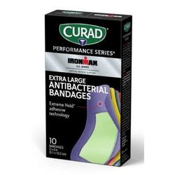 Curad Ironman Antibacterial Bandages, Perforated Inner, 6 Colors, Size XL, 10/BX, 24/CS (CURIM5018V1)