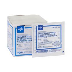 Medline Woven Sterile 12-Ply Gauze Sponges, 4" x 4", 100/BX (PRM21423Z)