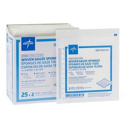Medline Woven Sterile 12-Ply Gauze Sponges, USP Type VII, 4" x 4" in 2-Packs, 50/BX (PRM21424Z)