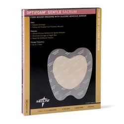 Medline Optifoam Gentle Foam Wound Dressing with Silicone Adhesive Border, 8" x 7" Sacrum in Educational Packaging, 50/CS (MSC2077EP)