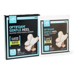 Medline Optifoam Gentle Silicone-Faced Foam and Border Heel Dressing, 50/CS (MSC1200B)