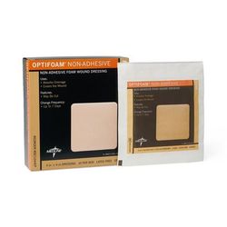 Medline Optifoam Nonadhesive Foam Wound Dressing in Educational Packaging, 4" x 4", 100/CS (MSC1244EP)