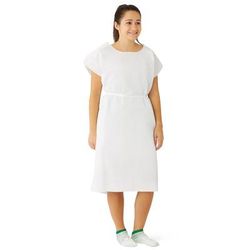 Medline Reinforced Tissue Patient Gown, Tissue-Poly-Tissue, Disposable, White, 30" x 42", 50/CS (NON24355)