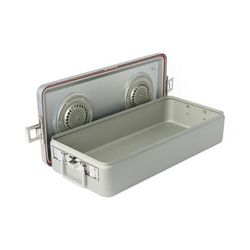 Medline Steriset Sterilization Container, Full-Size, Flat Bottom, Aluminum Lid, Gray Handle, 23.5" x 10.8" x 5.25", 1 EA (WAG2V13ASA)