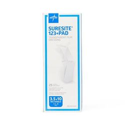 Medline SureSite123+ Pad Transparent Dressings, 3.5" x 10", 1 EA (MSC2610H)