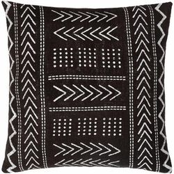 Bacsay 18" Square Pillow Moroccan Plush Cotton Black/Cream Lumbar Pillow - Boutique Rugs