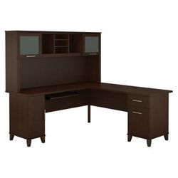 Bush Furniture Somerset 72"w L-Shaped Desk With Hutch, Mocha Cherry, Standard Delivery