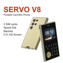 SERVO V8 Mini Mobile Phone 2.01" HD Round Screen Dual SIM Card Speed Dial Magic Voice FM Radio Flashlight Small Cellphone Type-C