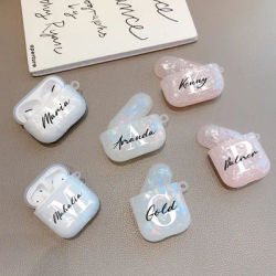 Étui Airpods 1 2 Pro 3 4, étui à paillettes avec nom personnalisé, protection pour casque Bluetooth sans fil, lettre personnalisée, housse de luxe en Silicone