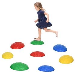 TEMU Stepping Stones Kids, 6/8pcs Balance River Stones With Non-slip Mats, Indoor Outdoor Sensory Toys, Obstacle Course For 3-8 Years, Stackable - Multicoloured
