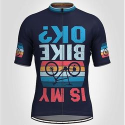 Per uomo Maglia da Ciclismo Grafico Lettere Numeri Manica Corta Bicicletta Top con 3 tasche posteriori Mountain Bike MTB Ciclismo su strada Asciugatura Rapida Strisce Riflettenti Tasca Posteriore