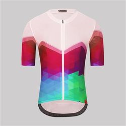 Per uomo Maglia da Ciclismo A righe Geometria Manica Corta Bicicletta Top con 3 tasche posteriori Mountain Bike MTB Ciclismo su strada Asciugatura Rapida Strisce Riflettenti Tasca Posteriore