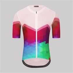 Per uomo Maglia da Ciclismo A righe Geometria Manica Corta Bicicletta Top con 3 tasche posteriori Mountain Bike MTB Ciclismo su strada Asciugatura Rapida Strisce Riflettenti Tasca Posteriore