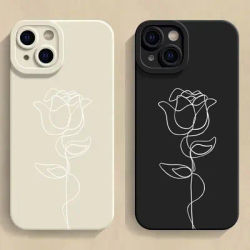 Hot Line rose Silicone Phone Case for IPhone 16 15 14 13 12 11 Pro Max Mini X XS Max XR 7 8 Plus SE