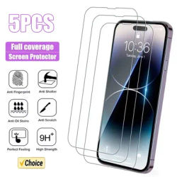 5Pcs Full Tempered Glass for iPhone 13 15 16 14 11 12 Pro Max 13 Mini Screen Protector on for iPhone Xr X Xs 7 8 Plus SE 2020