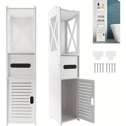 TEMU -saving Bathroom Storage Cabinet With Open Shelves And Paper Towel Holder – Wood Organizer, 80x18x20cm, Ideal For Toiletries, Towels, And Kitchen Use